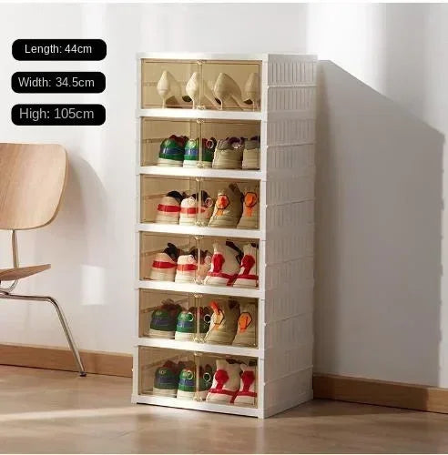 Boîte de rangement à chaussures pliable en plastique transparente