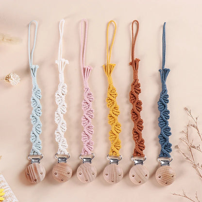Porte-tétine en macramé et chanvre pour bébé - Tétine en coton artisanale