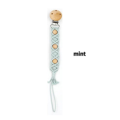 Porte-tétine en macramé et chanvre pour bébé - Tétine en coton artisanale