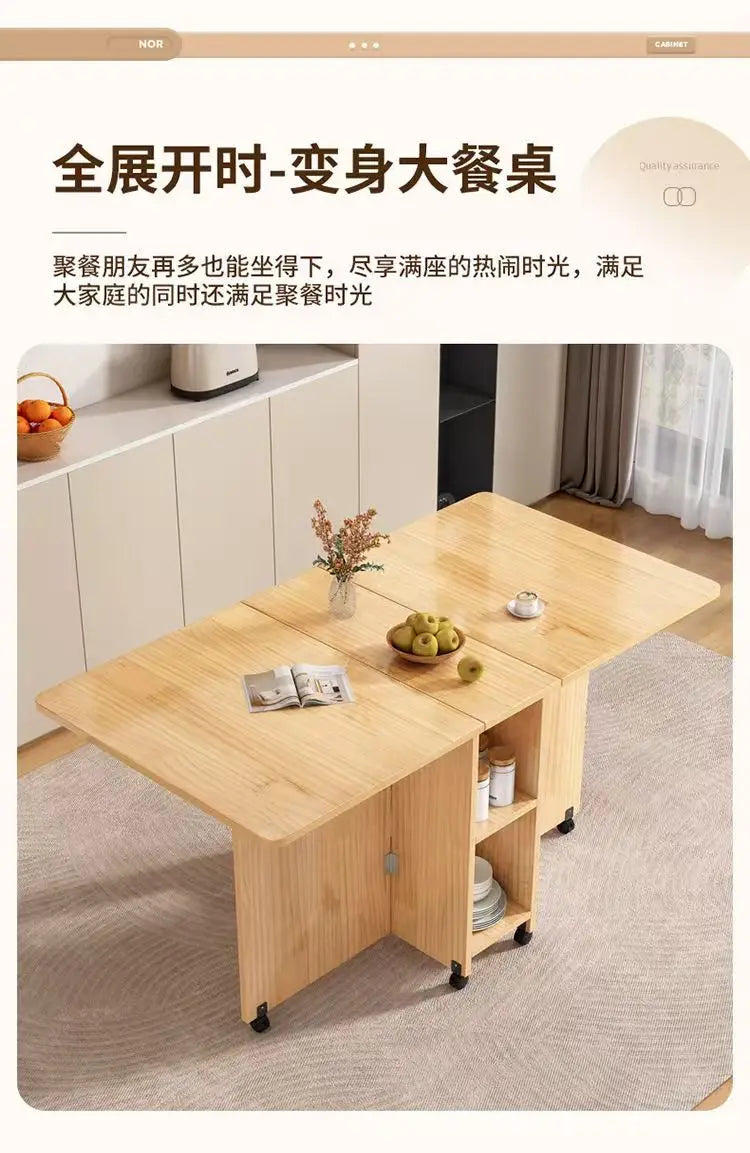 Table à Manger Pliante en Bois Massif - Table Rectangulaire Multifonction