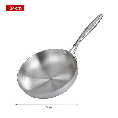 Poêle à frire en inox 304 antiadhésive pour cuisinière à gaz et induction
