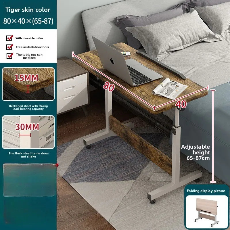 Table pliante mobile avec rouleaux - Table de chevet polyvalente