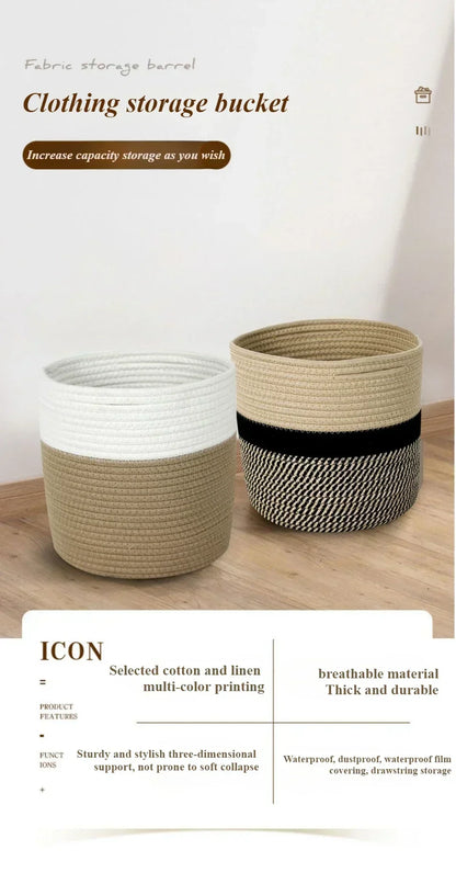 Panier à Linge en Corde de Coton - Panier de Rangement Pliable Luxe