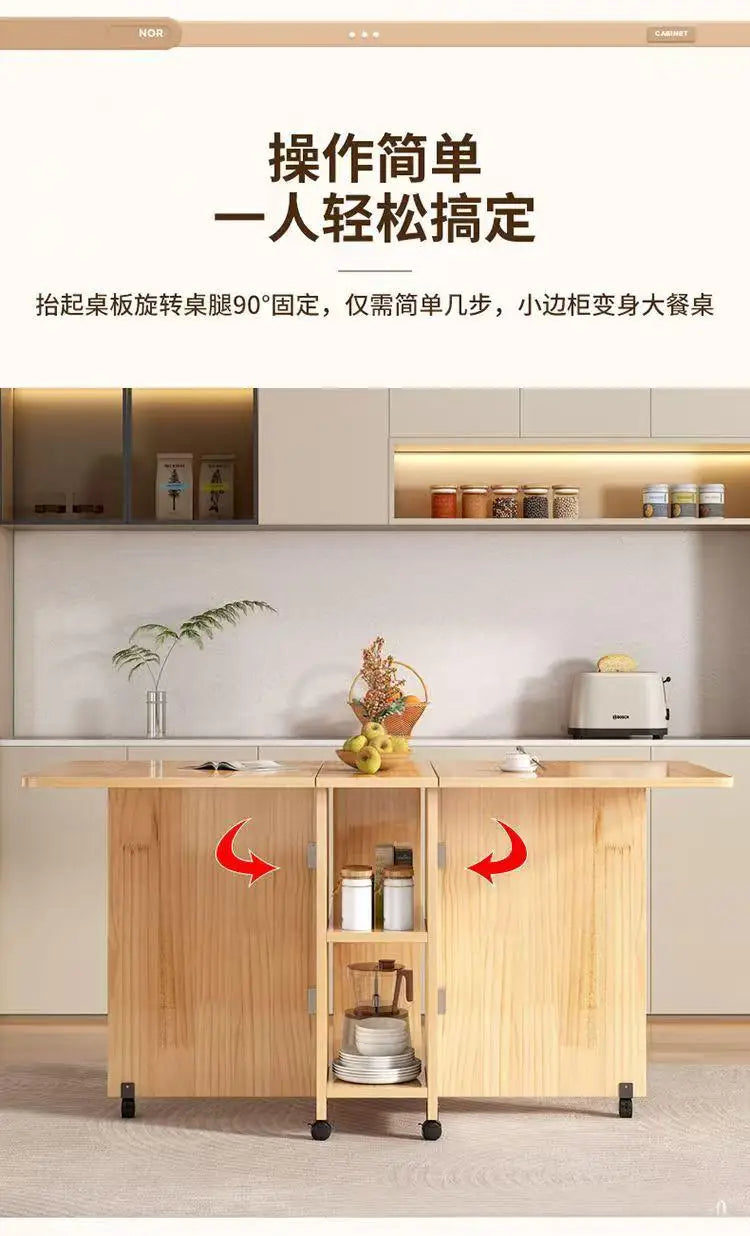 Table à Manger Pliante en Bois Massif - Table Rectangulaire Multifonction