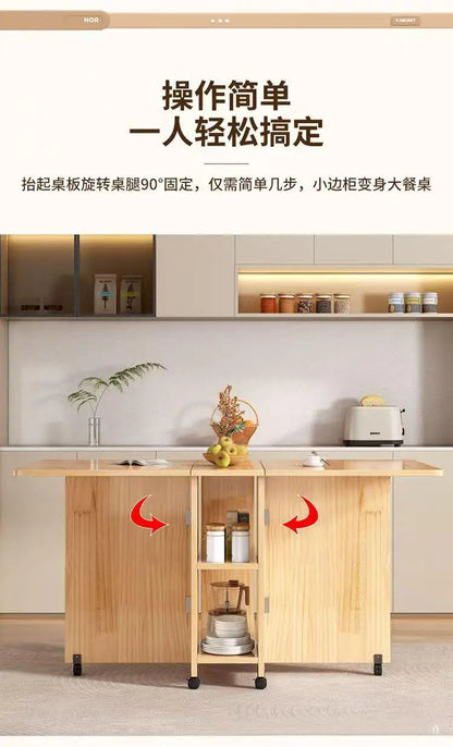 Table à Manger Pliante en Bois Massif - Table Rectangulaire Multifonction