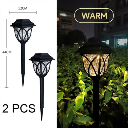 Lumières solaires LED étanches pour jardin - 2 pièces chaudes