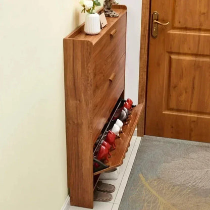 Armoire à chaussures en bois multicouche, gain de place et design pratique
