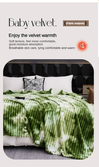 Couverture polaire chaude pour lit - Flanelle teinture par nouage