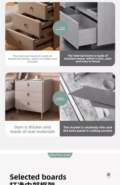 Table de chevet multifonctionnelle avec 3 tiroirs pour chambre