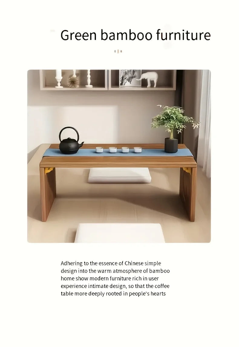 Table pliante en bambou – Style japonais, idéale pour chambre et bureau