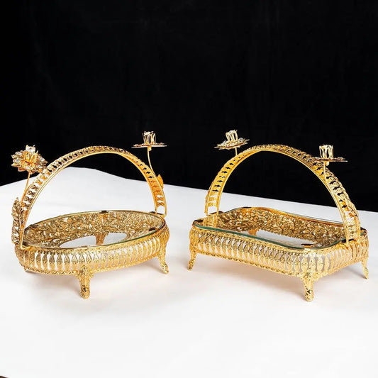 Assiette à Fruits Métal Luxe - Panier Rangement Élégant en Verre