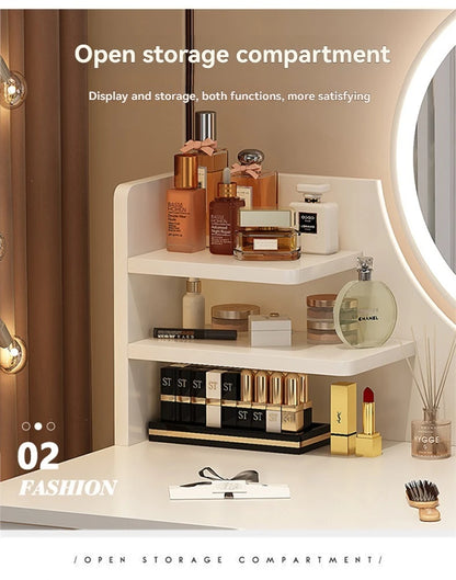 Coiffeuse moderne avec miroir et rangement, petite et élégante