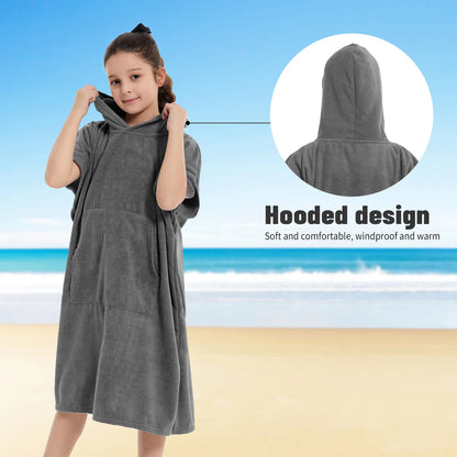 Robe de bain enfants avec capuche - Poncho de plage absorbant