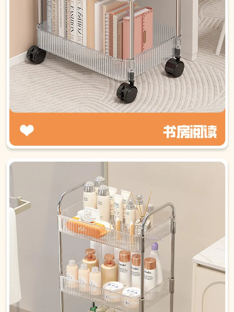 Chariot de Rangement Transparent 2/3/4 Niveaux - Étagère à Snacks Luxe