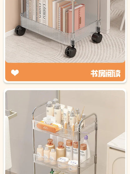 Chariot de Rangement Transparent 2/3/4 Niveaux - Étagère à Snacks Luxe