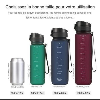 Gourde Sport Tritan Sans BPA - Bouteille d'Eau Portable 350/500ml