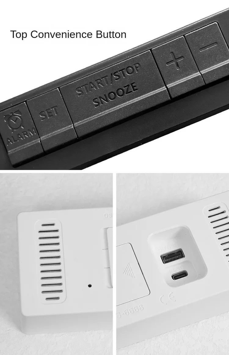 Réveil numérique LED avec température, date et mode nuit