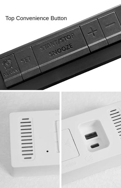 Réveil numérique LED avec température, date et mode nuit