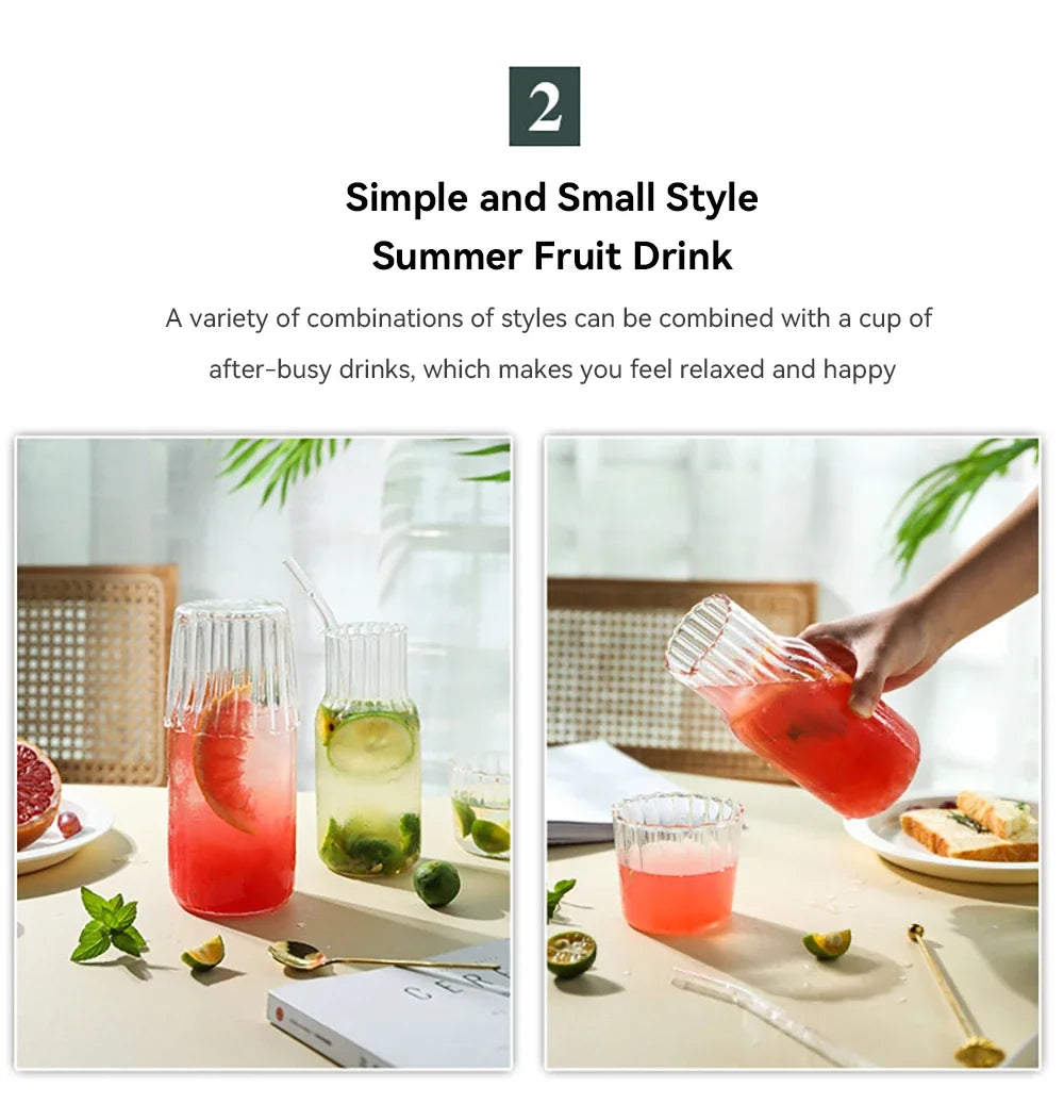 Carafe à eau en verre avec gobelet - Ensemble élégant de cuisine