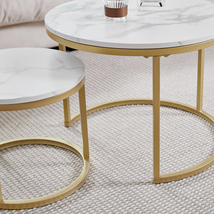 Table d'Appoint Ronde en Marbre Nordique - Luxe 60cm/80cm