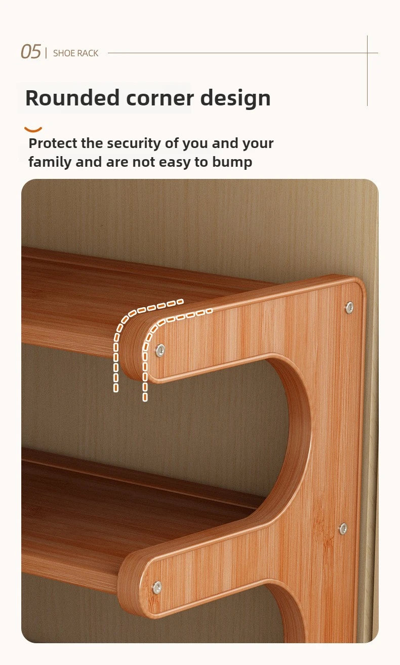 Étagère à chaussures en bois multi-niveaux pour rangement pratique