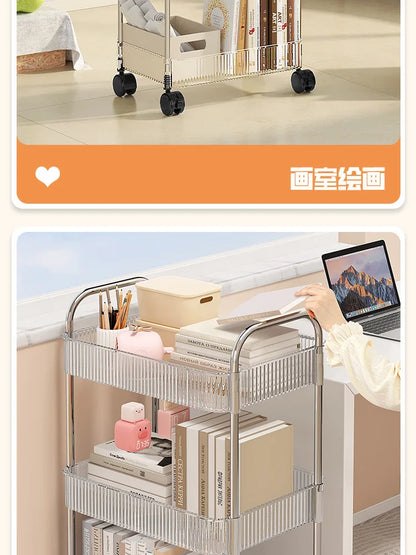 Chariot de Rangement Transparent 2/3/4 Niveaux - Étagère à Snacks Luxe