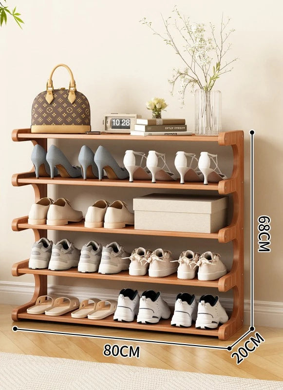 Étagère à chaussures en bois multi-niveaux pour rangement pratique