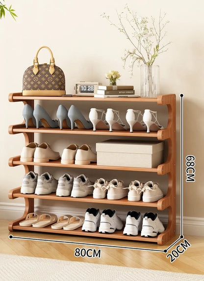 Étagère à chaussures en bois multi-niveaux pour rangement pratique
