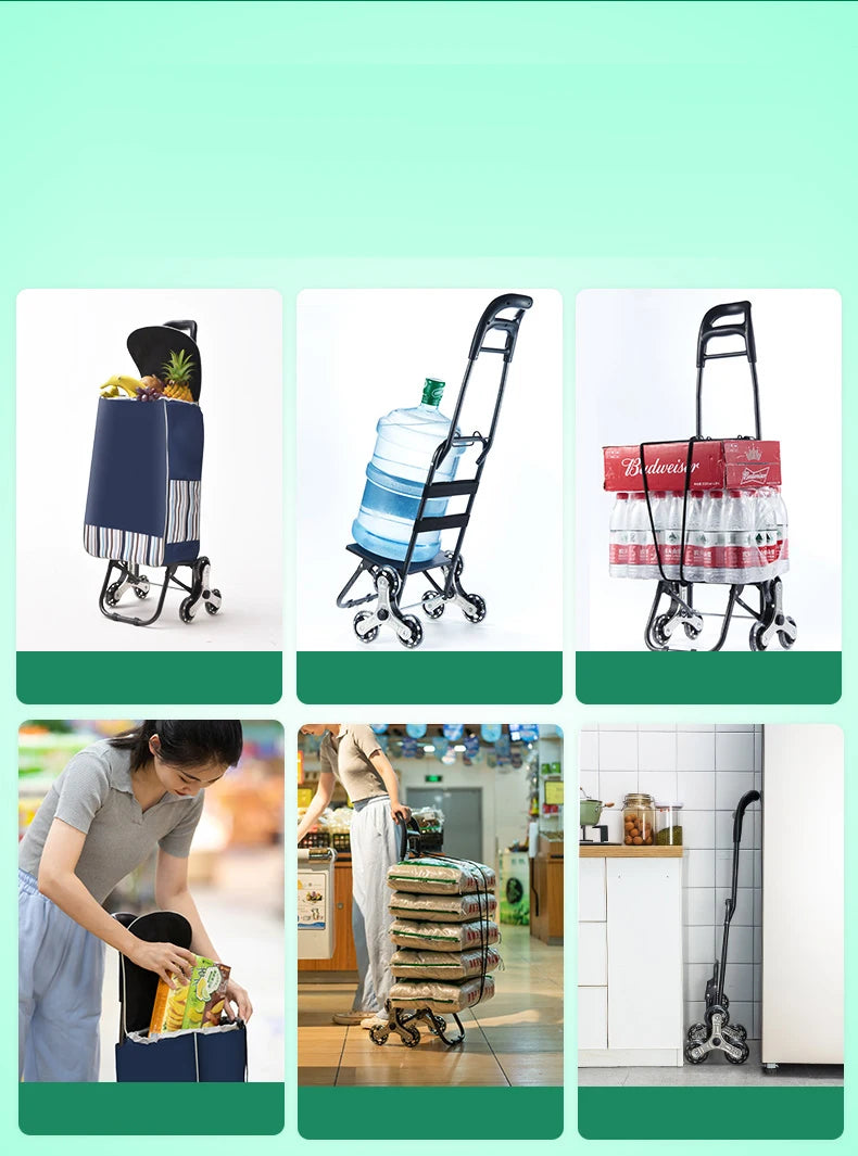 Chariot d'épicerie léger et pliable pour escalier - Idéal voyage