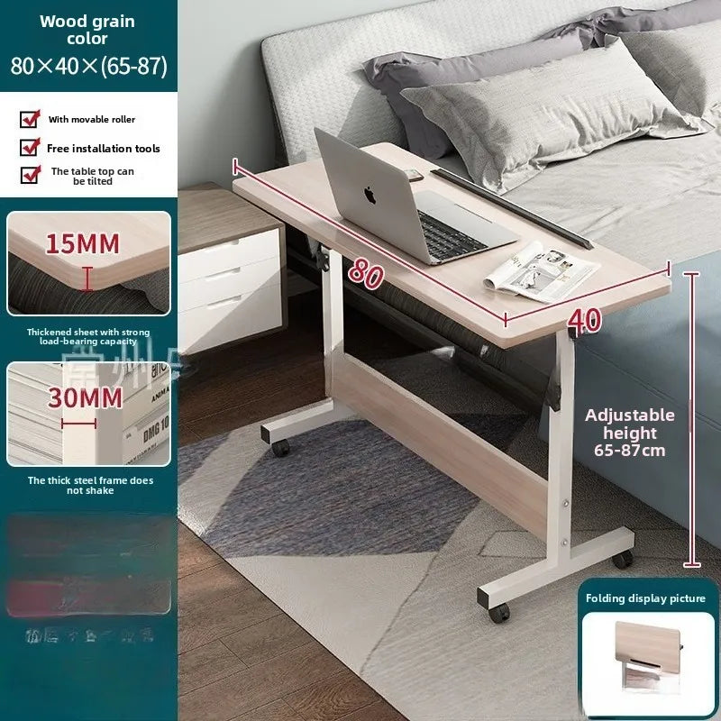 Table pliante mobile avec rouleaux - Table de chevet polyvalente