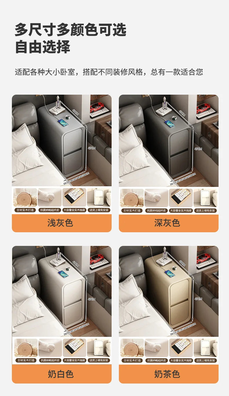 Table de chevet en bois massif avec 2 tiroirs - Design minimaliste