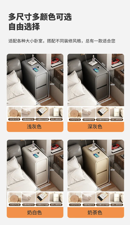 Table de chevet en bois massif avec 2 tiroirs - Design minimaliste