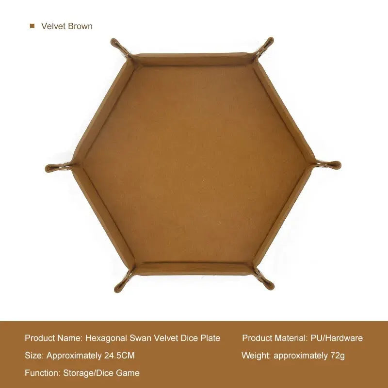 Plateau à dés hexagonal en cuir avec boîte de rangement pratique