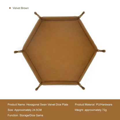 Plateau à dés hexagonal en cuir avec boîte de rangement pratique