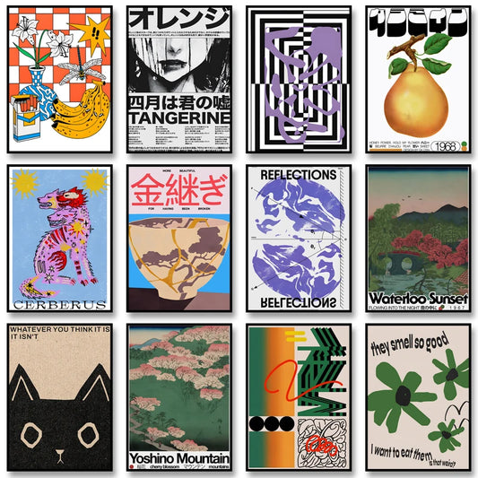 Affiche Vintage Rétro Abstraite - Décoration Murale Élégante