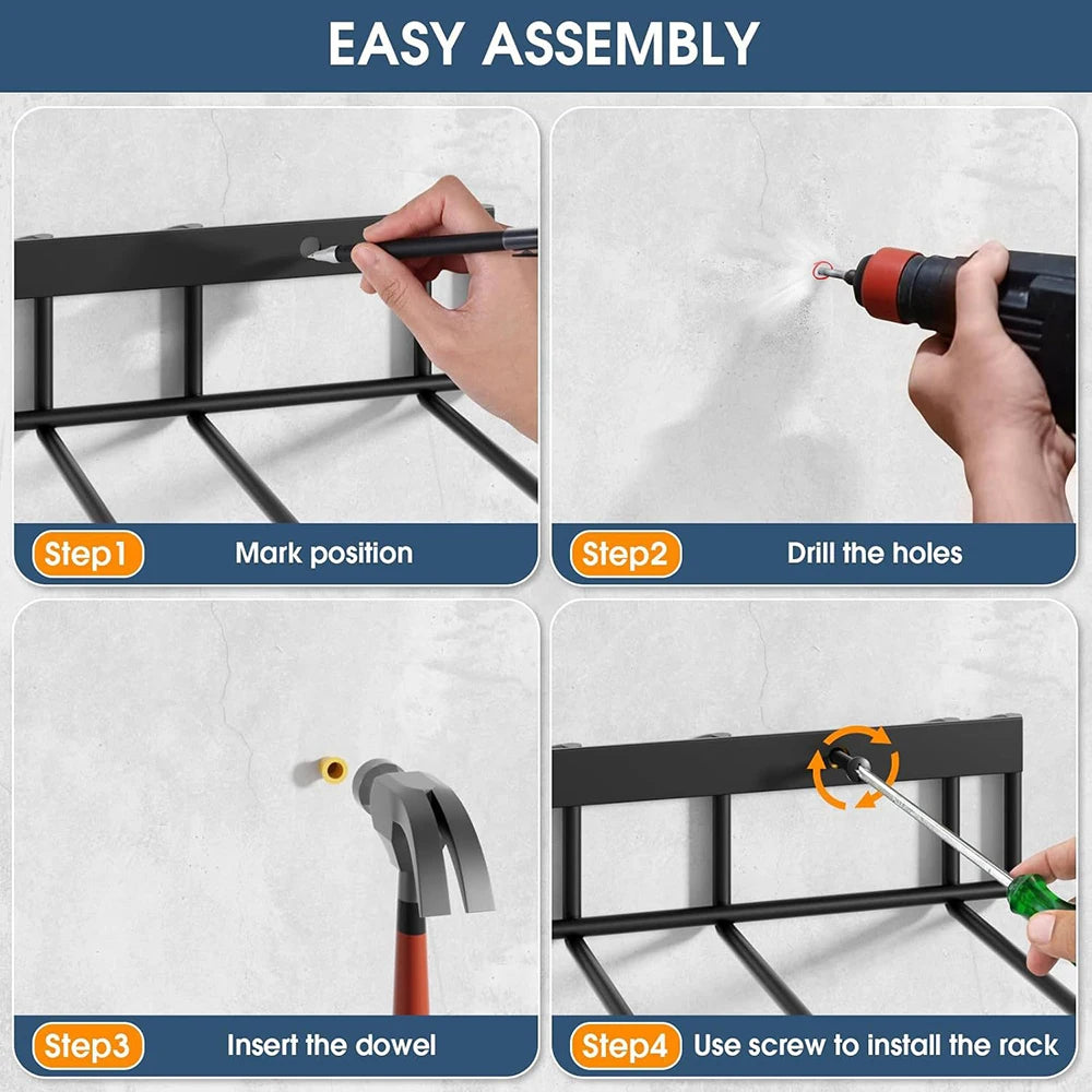 Porte-bottes mural en métal pour 4 paires - Organisateur élégant