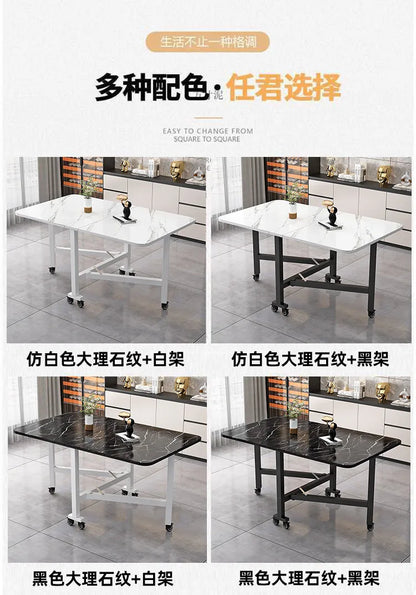 Table à manger pliante en roche, mobile et multifonctionnelle