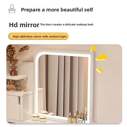 Commode avec Miroir : Table de Maquillage Rangement Petit Appartement