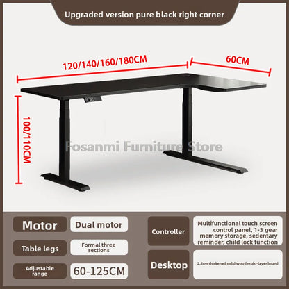 Bureau debout électrique L, réglable, moderne pour bureau et étude