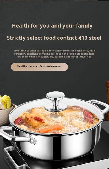 Marmite à Soupe en Acier Inoxydable 410 - Wok Antiadhésif avec Couvercle