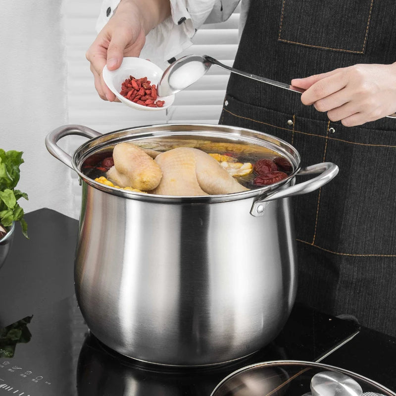 Grand pot en inox pour soupes et ragoûts - Durable et facile à nettoyer