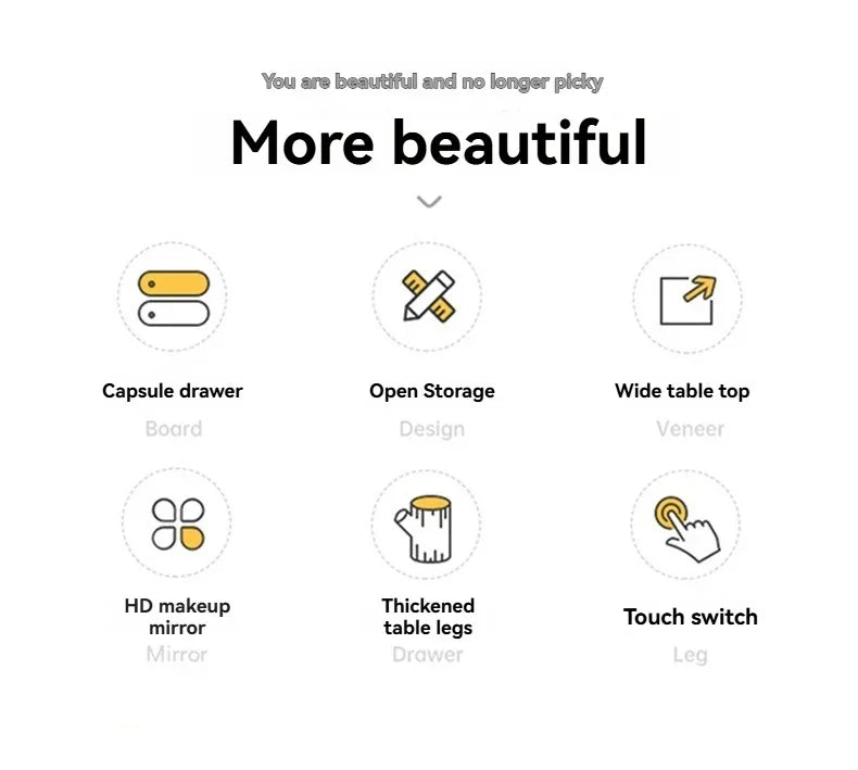 Coiffeuse moderne avec miroir et rangement, petite et élégante