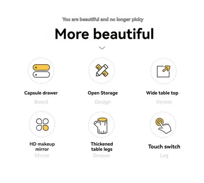 Coiffeuse moderne avec miroir et rangement, petite et élégante