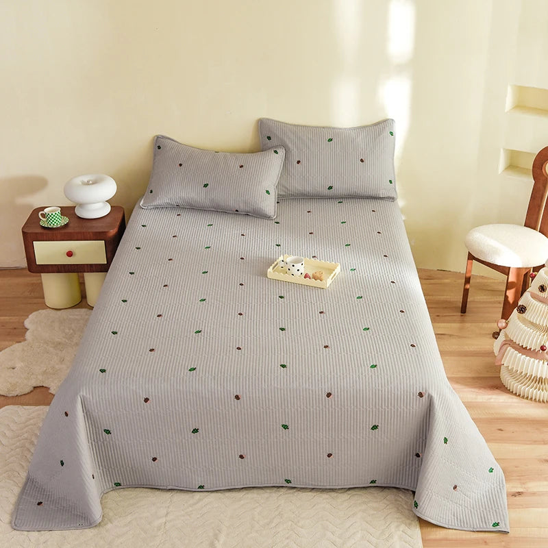 Ensemble Couvre-lit Matelassé Chic en Coton - 3 Pièces avec Taies