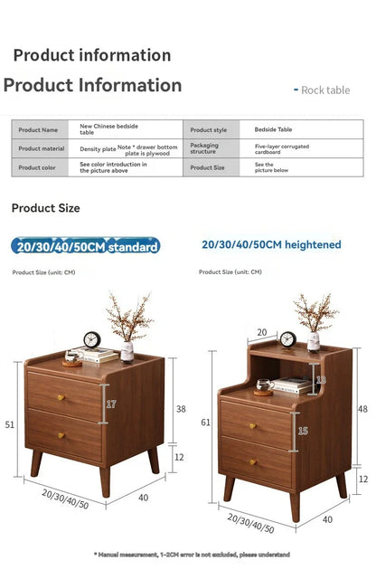 Armoire de chevet en bois massif pour petite chambre à coucher