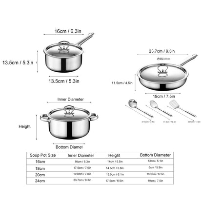 Ensemble de casseroles en acier inoxydable avec couvercles - Ustensiles de cuisine