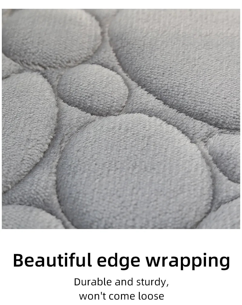 Ensemble de 3 Tapis Monochromes Doux et Absorbants - Motif Pierre