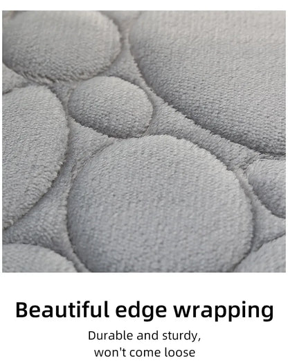 Ensemble de 3 Tapis Monochromes Doux et Absorbants - Motif Pierre