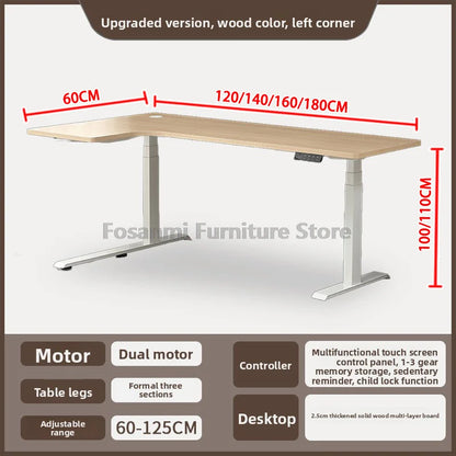 Bureau debout électrique L, réglable, moderne pour bureau et étude