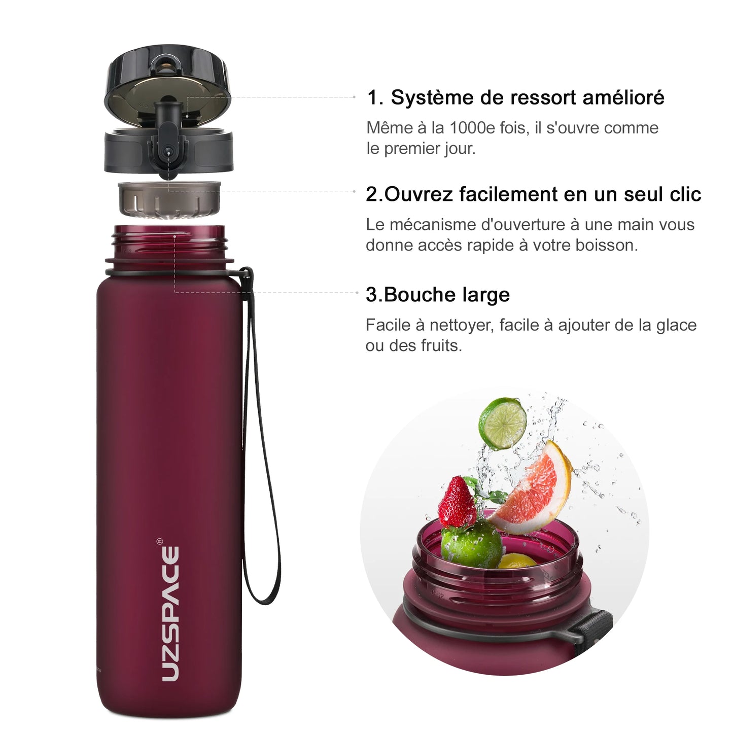 Gourde Sport Tritan Sans BPA - Bouteille d'Eau Portable 350/500ml